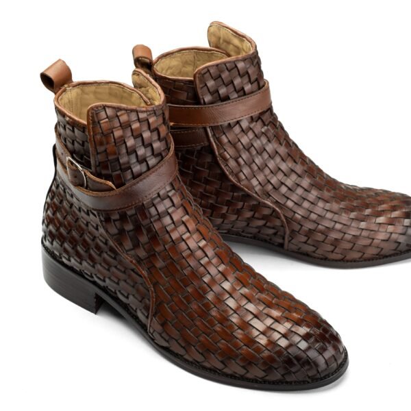 Woven Strap Boot in Brown - Image 2
