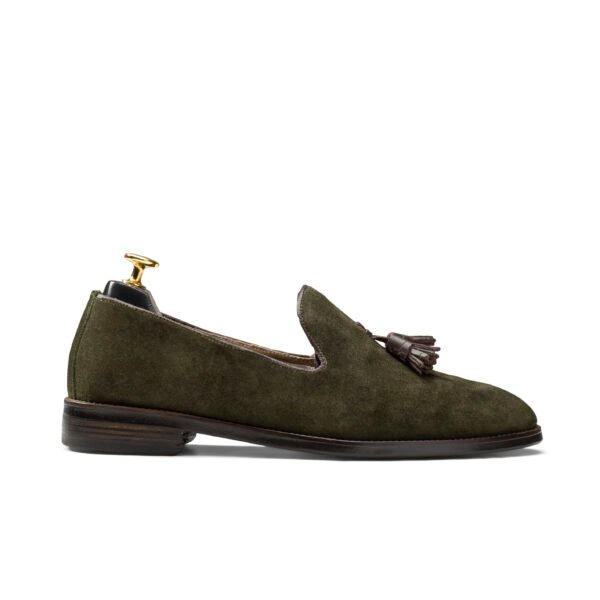 Tassel Suede Loafers Olive