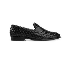 Woven Penny Loafers in Black