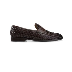 Woven Penny Loafers in Brown