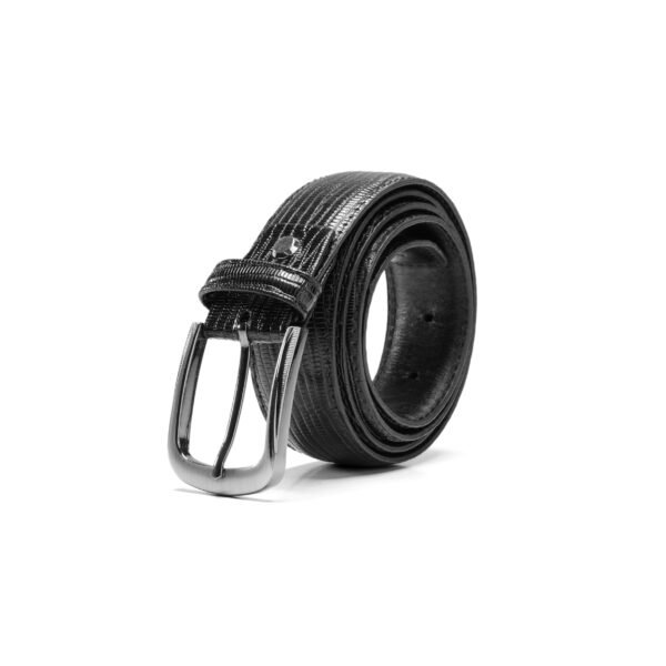 Lizard Leather Belt in Black - Image 2