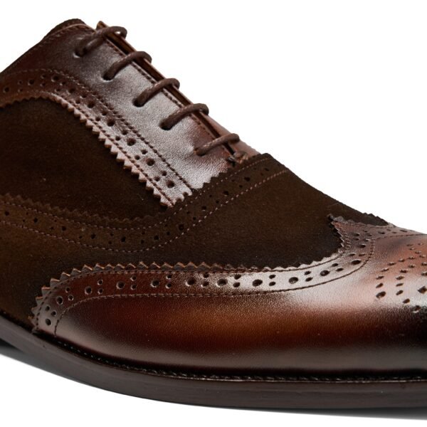Alzati Oxford Brogue in Brown Leather/Brown Suede - Image 3