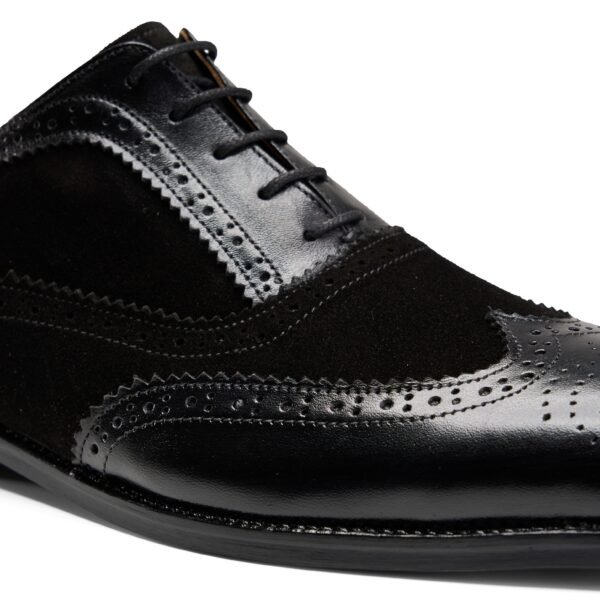 Alzati Oxford Brogue in Black Leather/Black Suede - Image 3