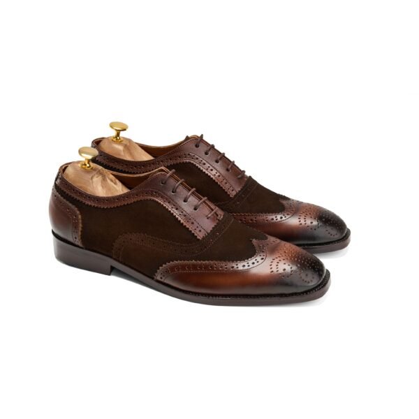 Alzati Oxford Brogue in Brown Leather/Brown Suede - Image 2