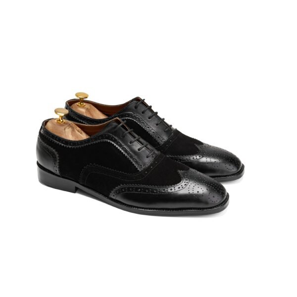 Alzati Oxford Brogue in Black Leather/Black Suede - Image 2