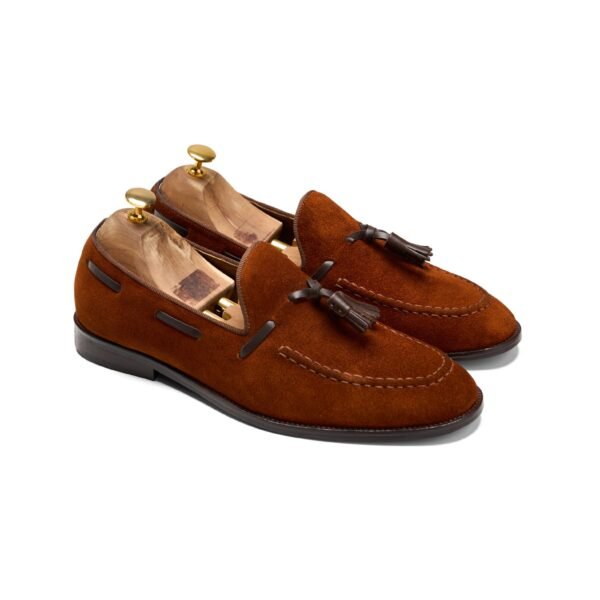 Alzati Suede Tassel Loafers - Camel - Image 2
