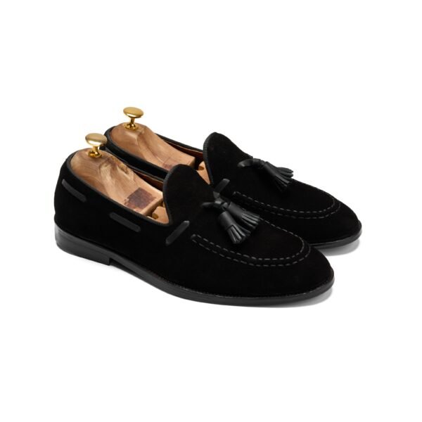 Alzati Suede Tassel Loafers - Black - Image 2