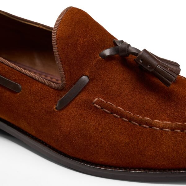 Alzati Suede Tassel Loafers - Camel - Image 3
